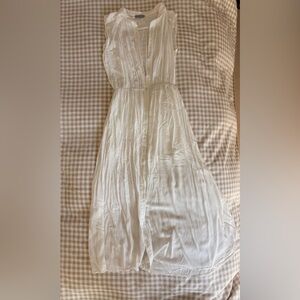 Lightweight White Button-Front Midi Dress